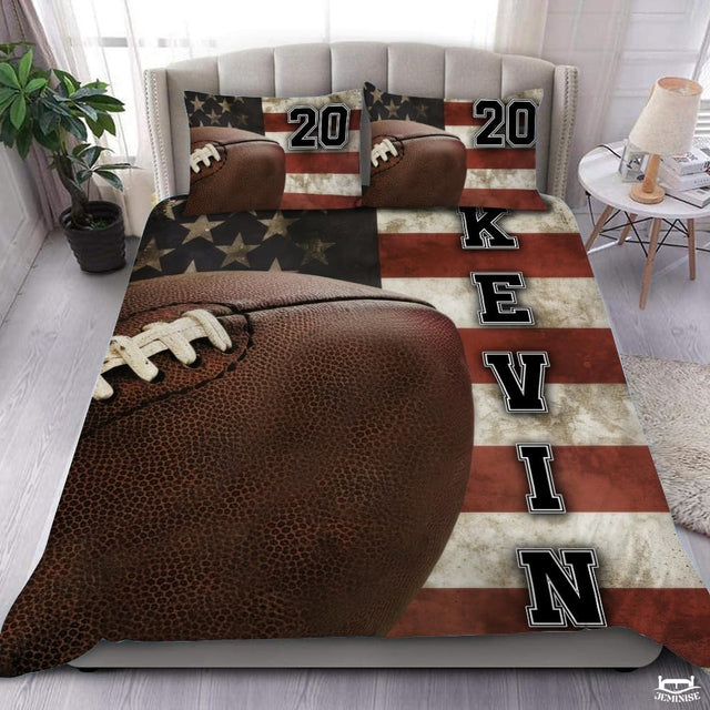 Custom Sports and Patriotism Football on American Flag Background Comforter