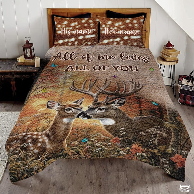 Personalized Wildlife Deer Couple Touching Noses Comforter with Buck