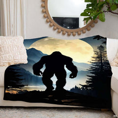 Dramatic midnight teal and indigo evening wilderness artwork on mountain cabin bedding.
