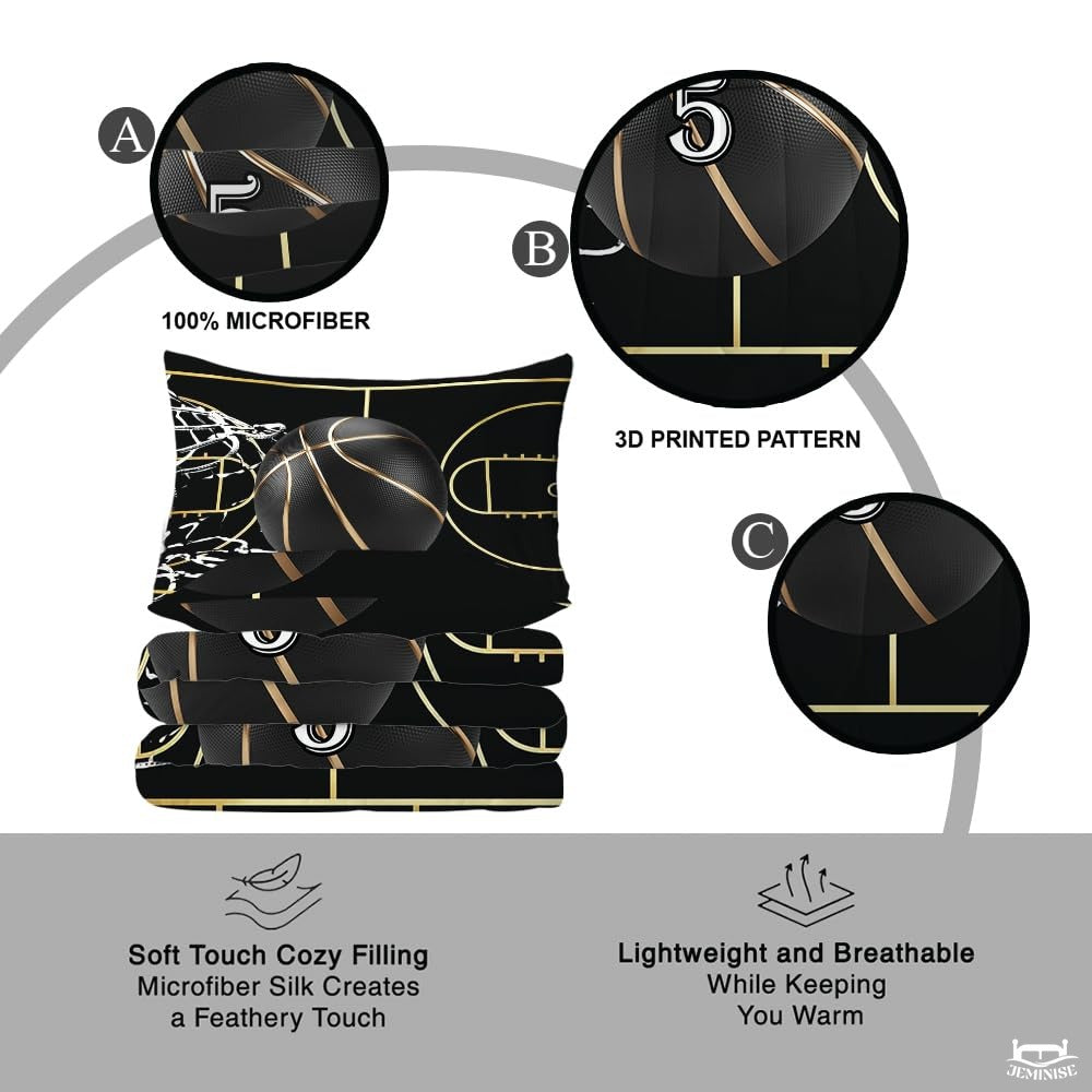 Personalized Basketball on Court Lines Comforter with Name and Number