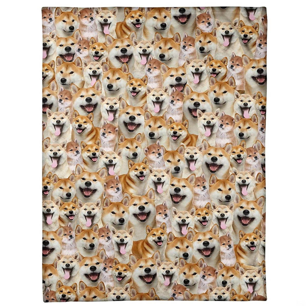 Shiba inu happy dog face collage blanket full overhead view