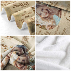 Sunflower Christian scripture Bible verses photo blanket showing faith design view 5