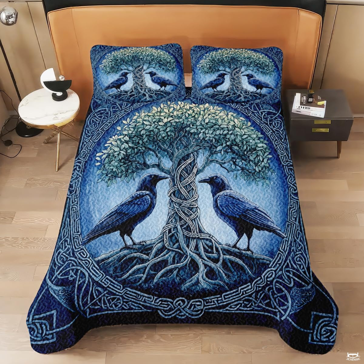 Personalized Yggdrasil Tree of Life with Ravens Quilt Sets