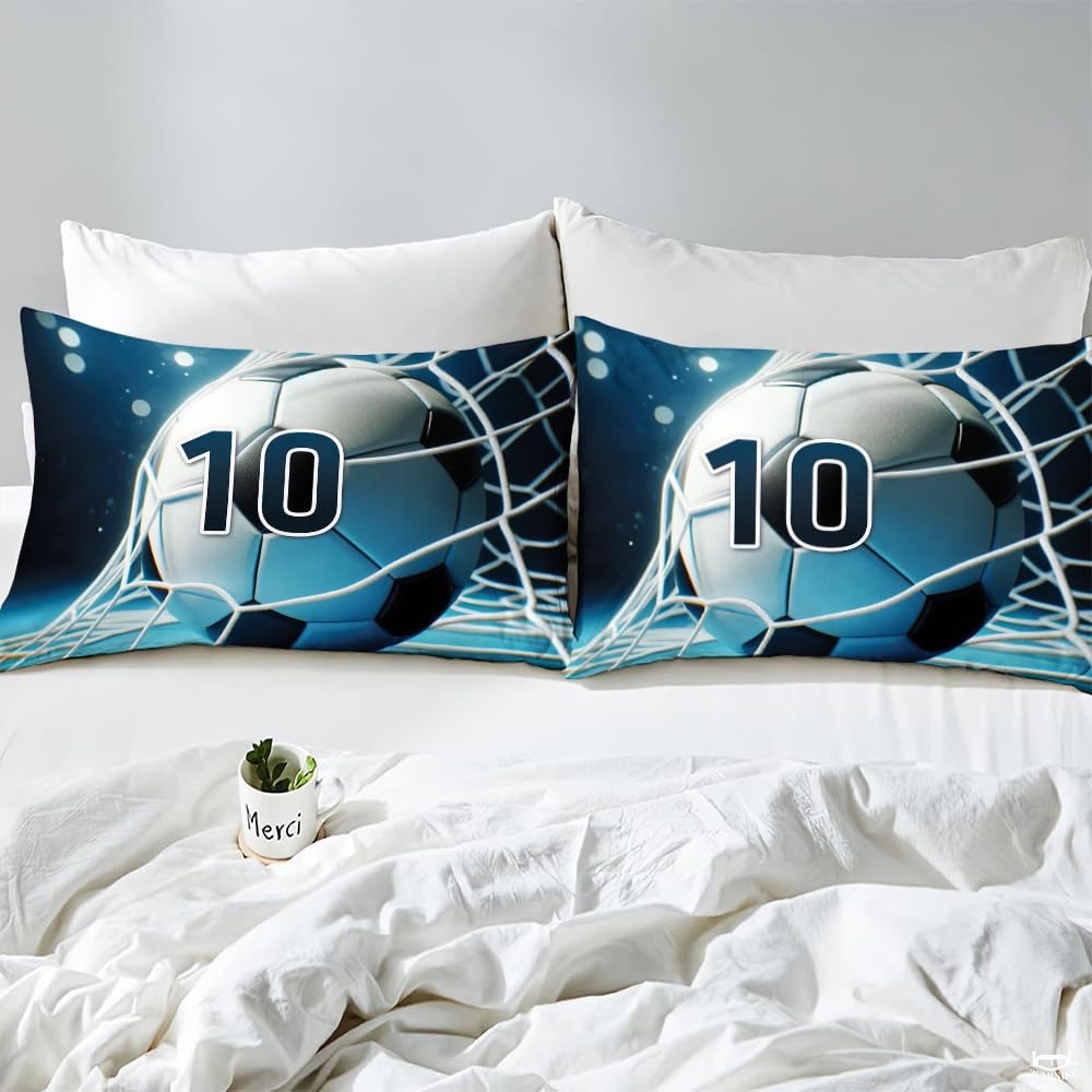 Custom Soccer Player Goal Comforter Set, Machine Washable - Design 8
