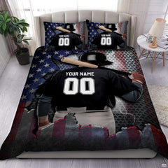 Personalized Amazing Baseball Player Bedding Set, Baseball Comforter Twin Full Queen King Microfiber Ultra-Soft Lightweight