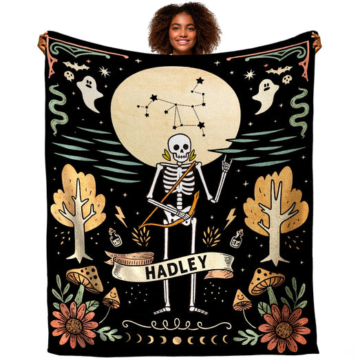 Gothic bedding set with celestial tarot archer and luminous moon decor