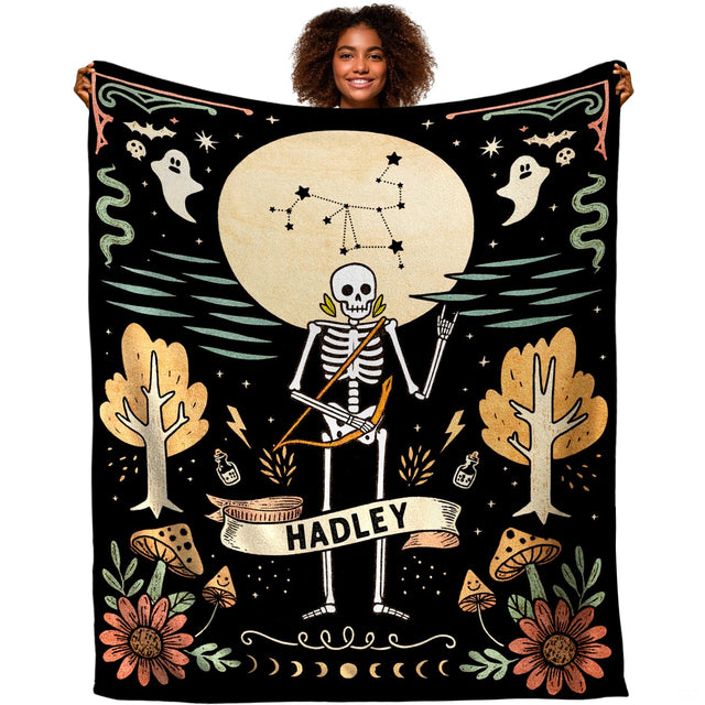 Gothic bedding set with celestial tarot archer and luminous moon decor