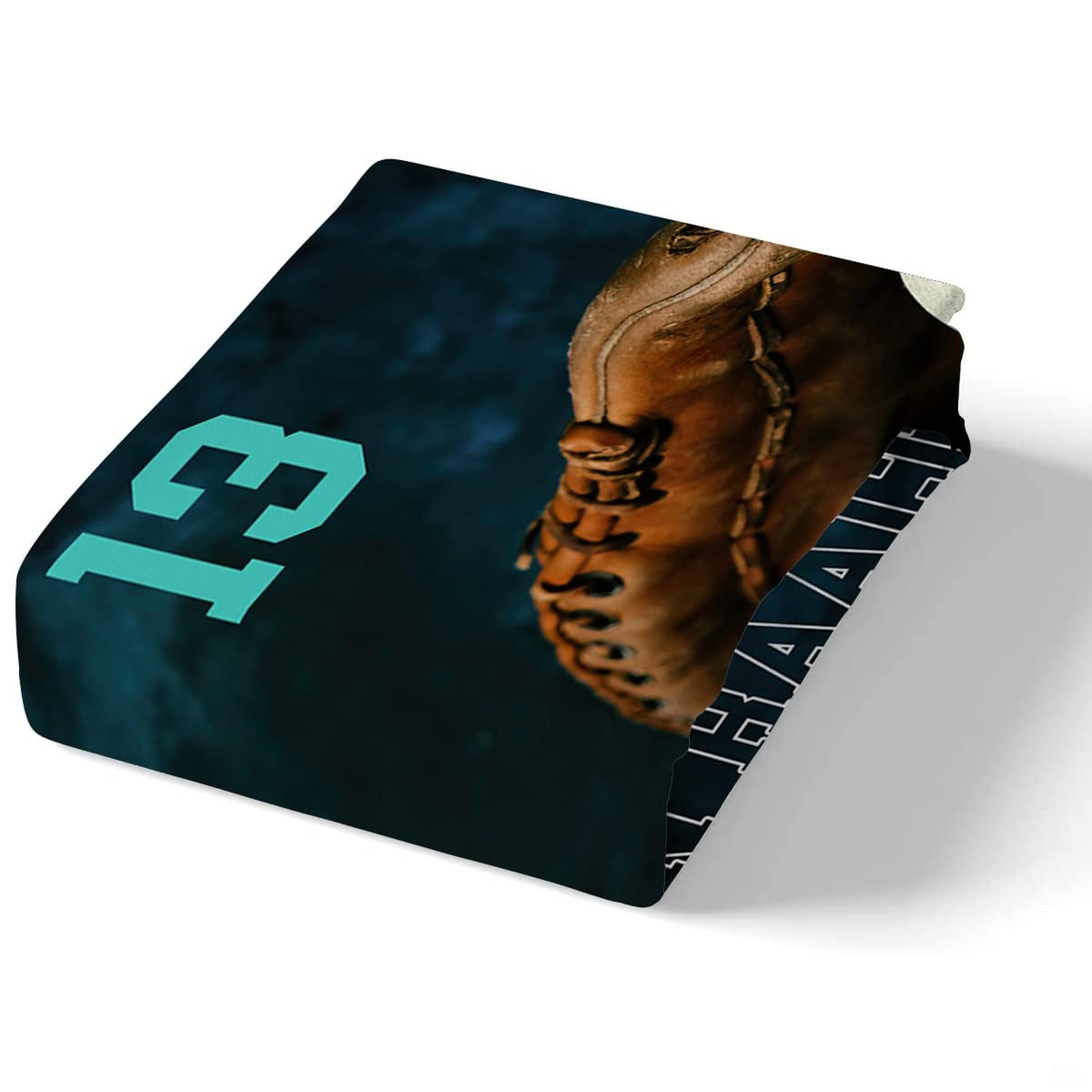 Angle view of athletic bedding illustrating spruce teal gradients and midnight navy contrasts