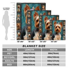 Detailed perspective of the dark wood photo frame columns showing miniature Yorkshire Terrier portraits on a blanket