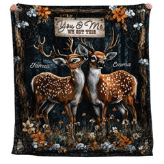 Personalized Wildlife and Romance Two Deer Standing in a Forest Comforter