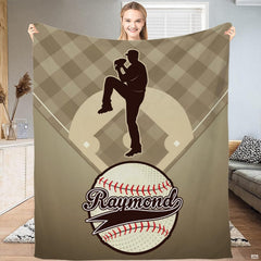 Baseball pitcher diamond mound throw blanket view 2 highlighting pitcher graphics and sports room styling