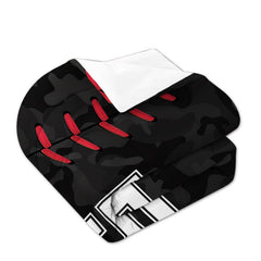 Matching pillowcase detail for baseball bedding set showing coordinating helmet and athletic equipment graphics
