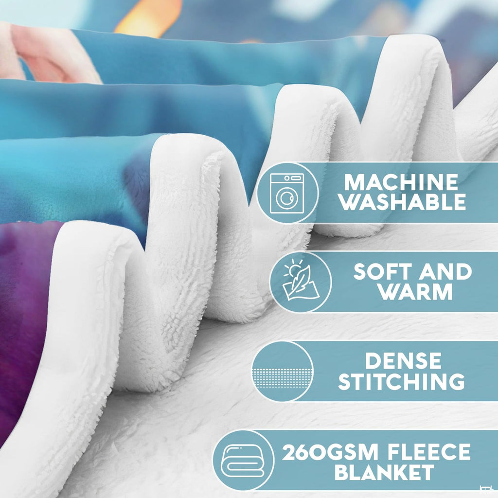 Underwater mermaid theme blanket displayed across home sofa