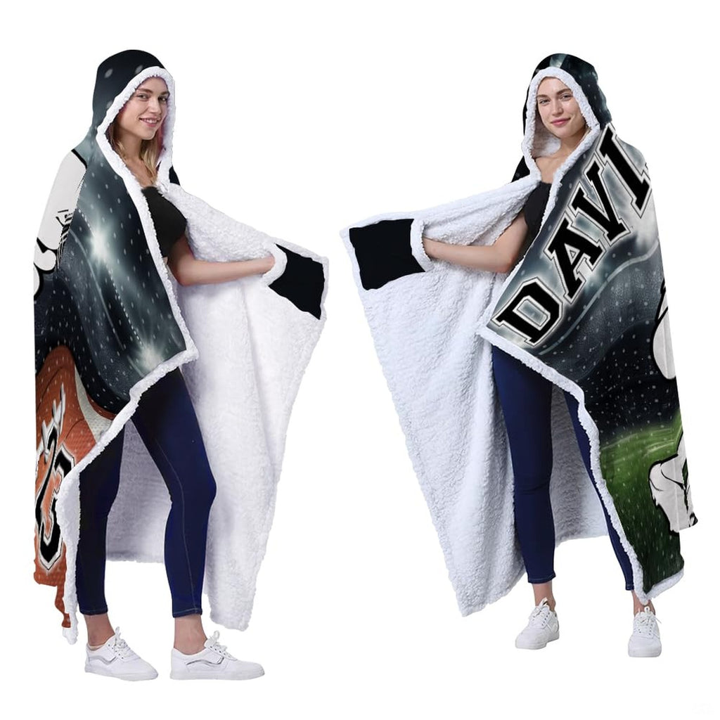 Football lineman stadium throw blanket styled across contemporary sofa in family game room