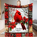 Winter cardinal bedding set featuring a vibrant red bird on snowy branches with festive poinsettia borders.