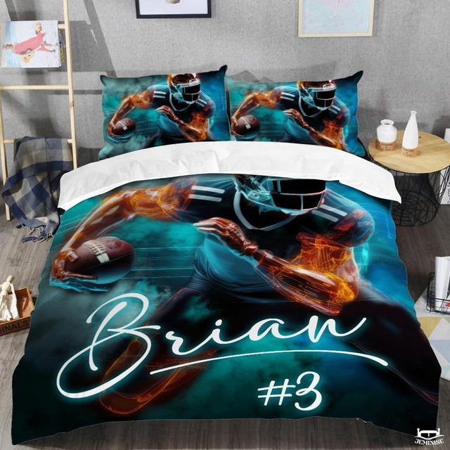 Custom Football Player Running Sideways Comforter