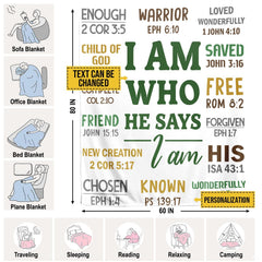 I Am Who He Says I Am Christian Scripture Blanket – Inspirational Bible Verse Faith Gift