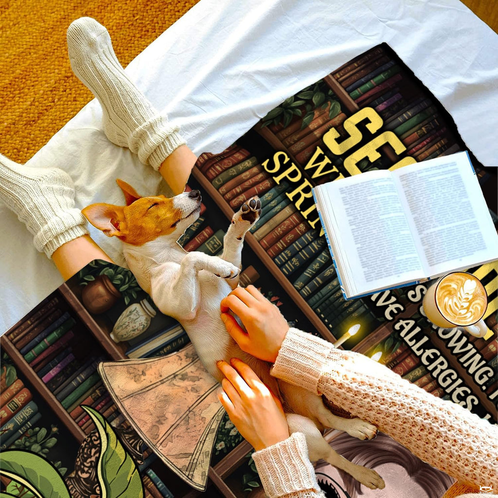 Personalized Seasonal Bookworms Sophia Reading Girl Throw Blanket
