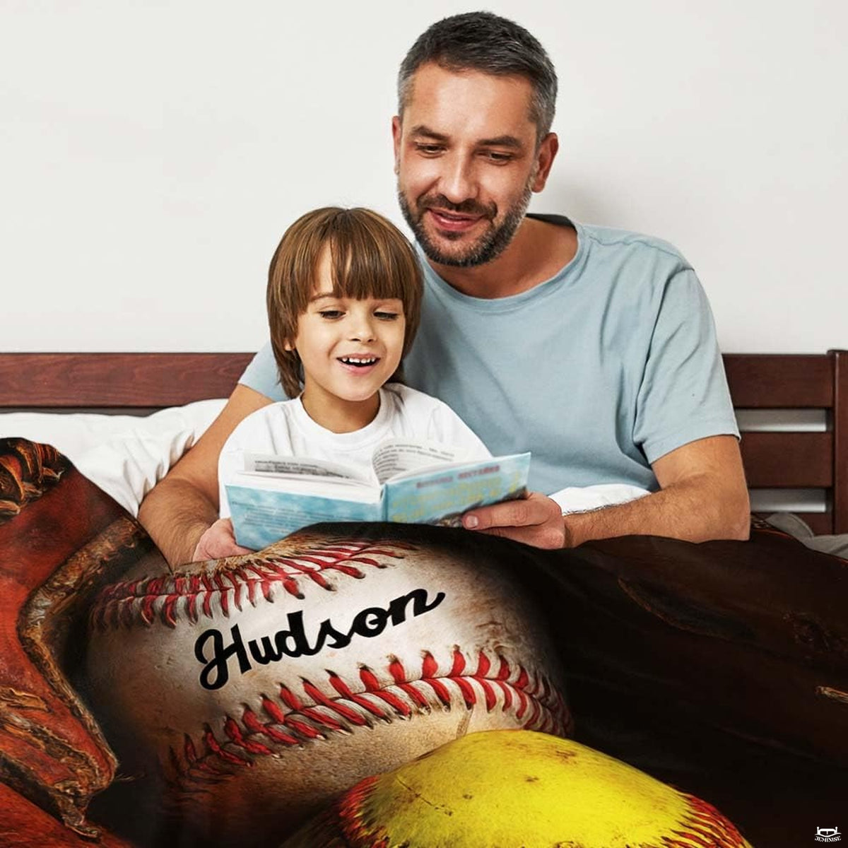 Baseball and softball glove blanket folded neatly in sports bedroom