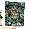 Western aztec bedding set featuring a circular sun calendar stone and feathered serpents on black background.