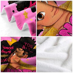 Personalized Black Girls Blanket for Kids, African Girl Blanket, Princess Soft Throw Blankets Monogrammed Name for Girl Women, Birthday Gifts Home Bedroom Decor (Princess)
