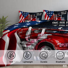 Custom Semi Truck with American Flag Background Comforter