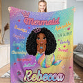 Cute African American cartoon mermaid princess with rainbow tail and positive affirmations.