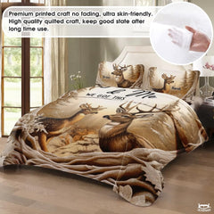 Personalized Wildlife Deer Couple in Forest Clearing Comforter with Buck