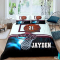 Personalized Basketball Above Hoop and Net Comforter with Name and Number