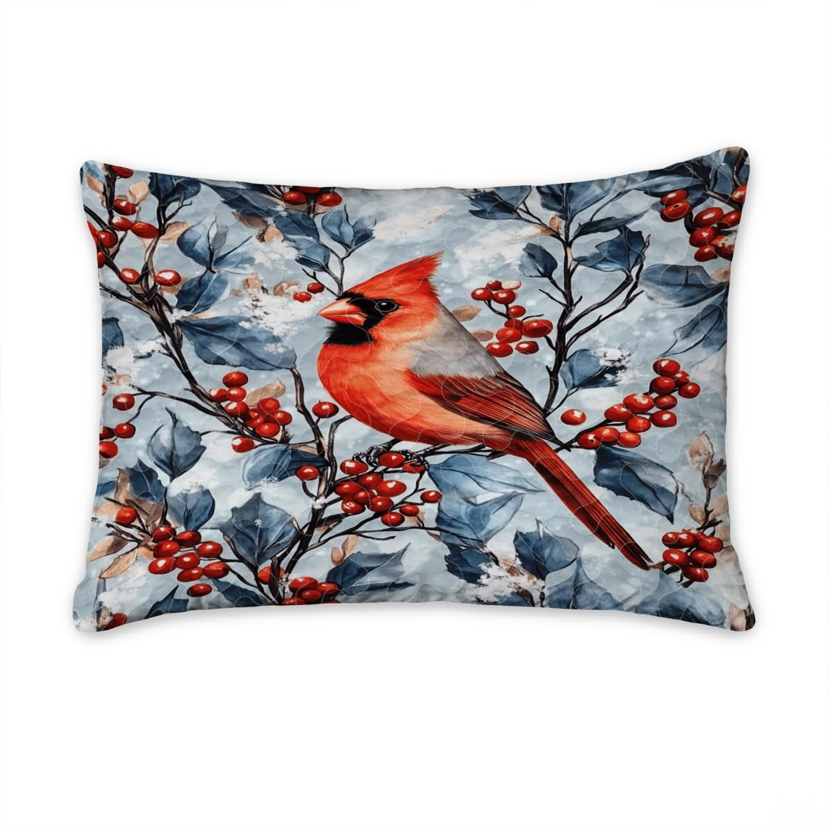 Winter Cardinal on Berry Branch Patchwork Christmas Quilt