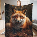 Detailed wildlife artwork featuring a resting red fox on woodland bedding set display.