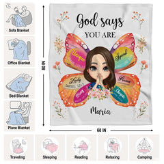 Personalized Butterfly Wings Christian Scripture Throw Blanket
