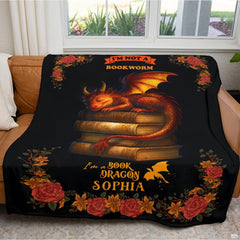Sleeping book dragon antique books fantasy blanket showing curled baby dragon view 7
