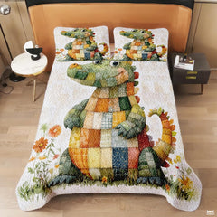 Crocodile Patchwork Printed Quilts, Animal Patchwork Bedding - Crocodile Quilt Bedset Style, Premium Quilts Bedspread, Animals Bedding Blanket Gift