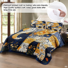 Elephant Quilt Set, Animal Patchwork Printed Quilt Bedset, Patchwork Style Quilts Twin Full Queen Size Elephant Pattern Blanket Bedspread, Elephants Bed Set Bedding Gift