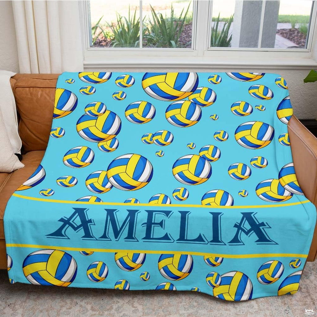 Modern bedroom decor setup showcasing the bright turquoise volleyball bedding set in a sunlit room.