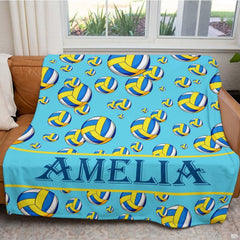 Modern bedroom decor setup showcasing the bright turquoise volleyball bedding set in a sunlit room.
