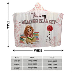 Dimension infographic detailing wide and tall measurements for the botanical throw blanket