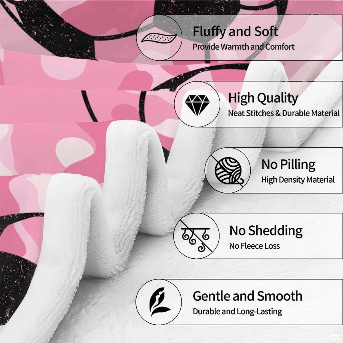Overhead presentation of pink camouflage soccer sports blanket