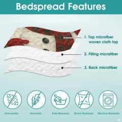 Folded presentation of snowman bedding set exhibiting calm seasonal colors and clear graphic print.