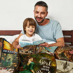Fantasy tree illustration and antique thematic accent stacks shown on the artistic bedding collection.