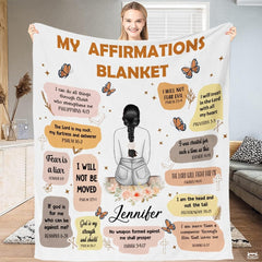 Personalized Christian Affirmation Woman Butterflies Throw Blanket