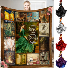 Botanical garden bedding collection featuring an emerald gown reader and antique library motifs.