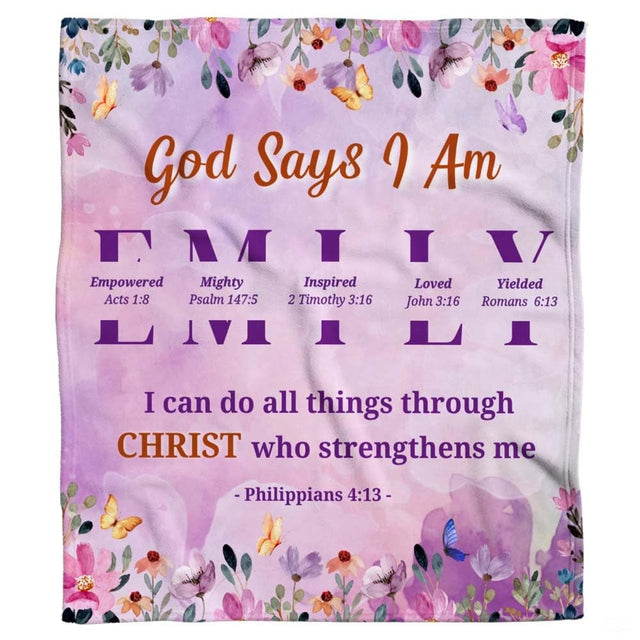 Custom Christian scripture floral Blanket, Machine Washable