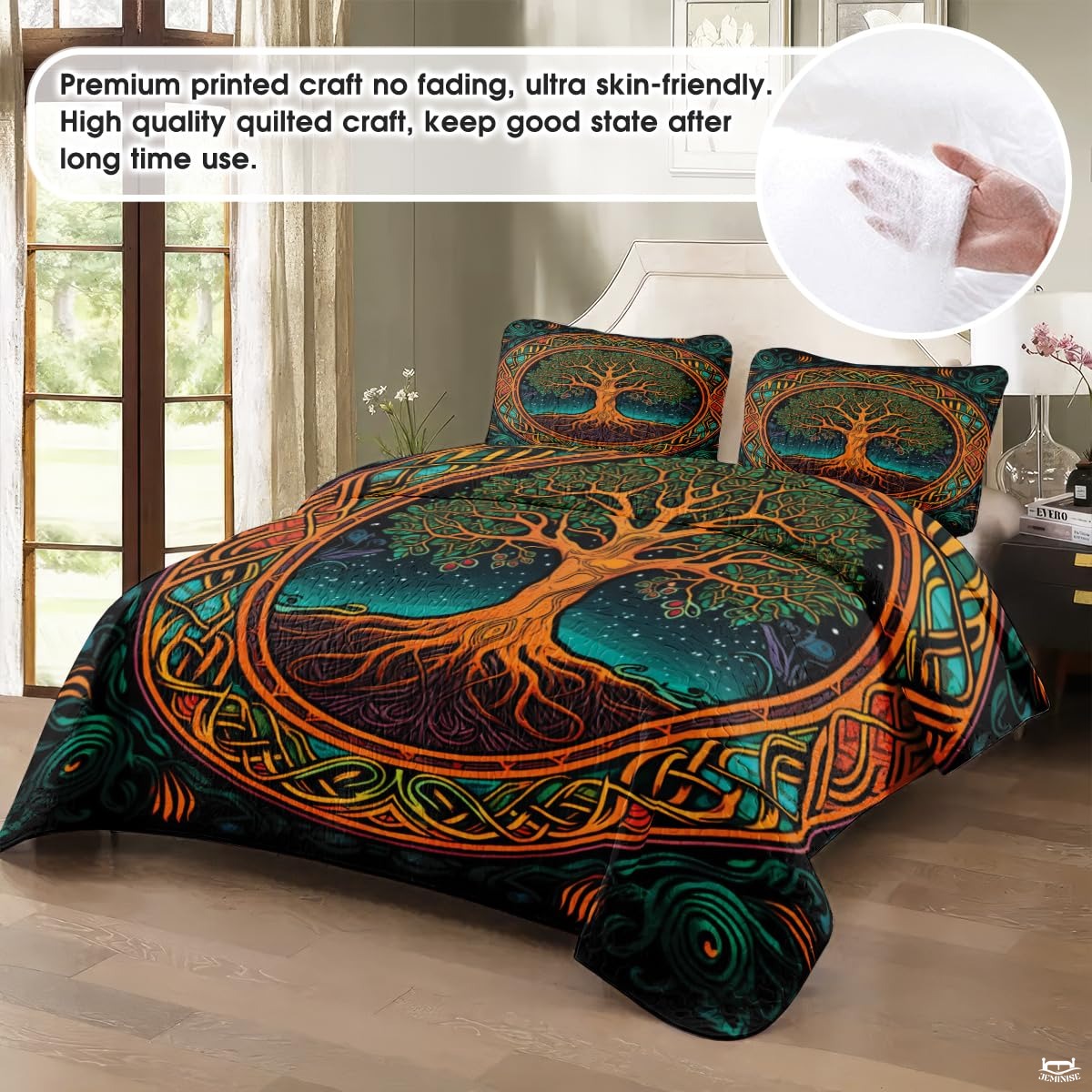 Personalized Colorful Celtic Tree of Life Quilt Sets, Machine Washable