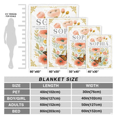Custom Floral Butterfly Inspirational Blanket, Machine Wash - Design 8