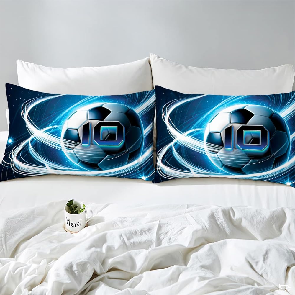 Custom Glowing Soccer Ball Trails Comforter Set, Machine Washable