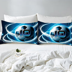 Custom Glowing Soccer Ball Trails Comforter Set, Machine Washable