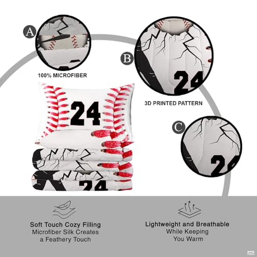 Personalized Baseball Player Breaking Design Comforter Set