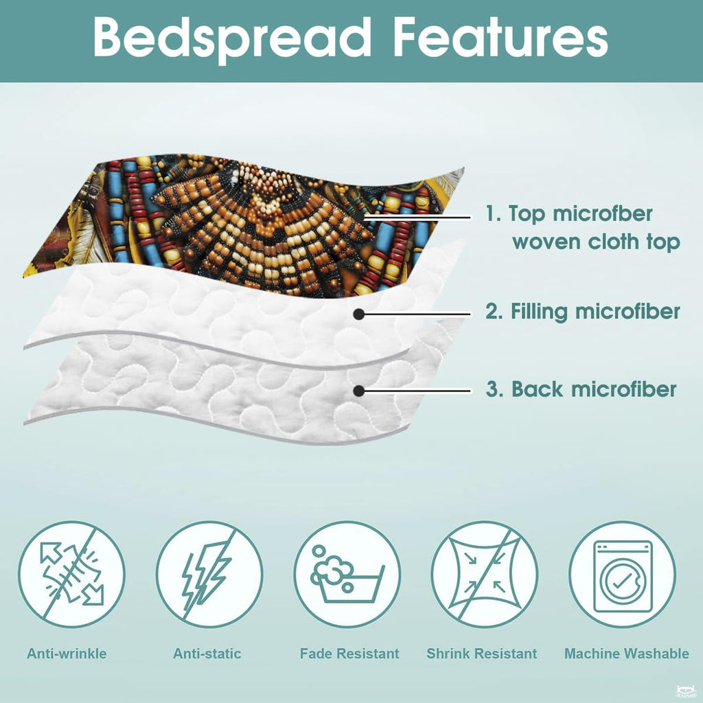 High-angle view of eagle bedding set showing coordinating pillow shams in a timber lodge bedroom